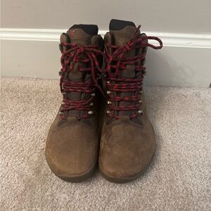 Vivobarefoot Brown Hiking Boots with Red Laces